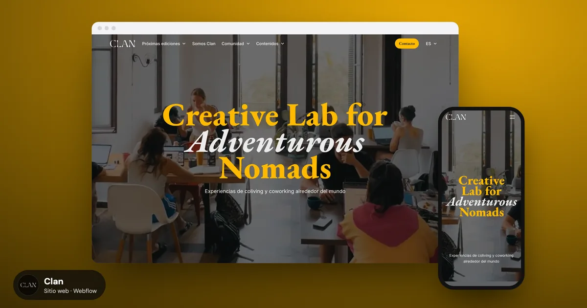 Clan: una web en Webflow para viajar y trabajar en comunidad