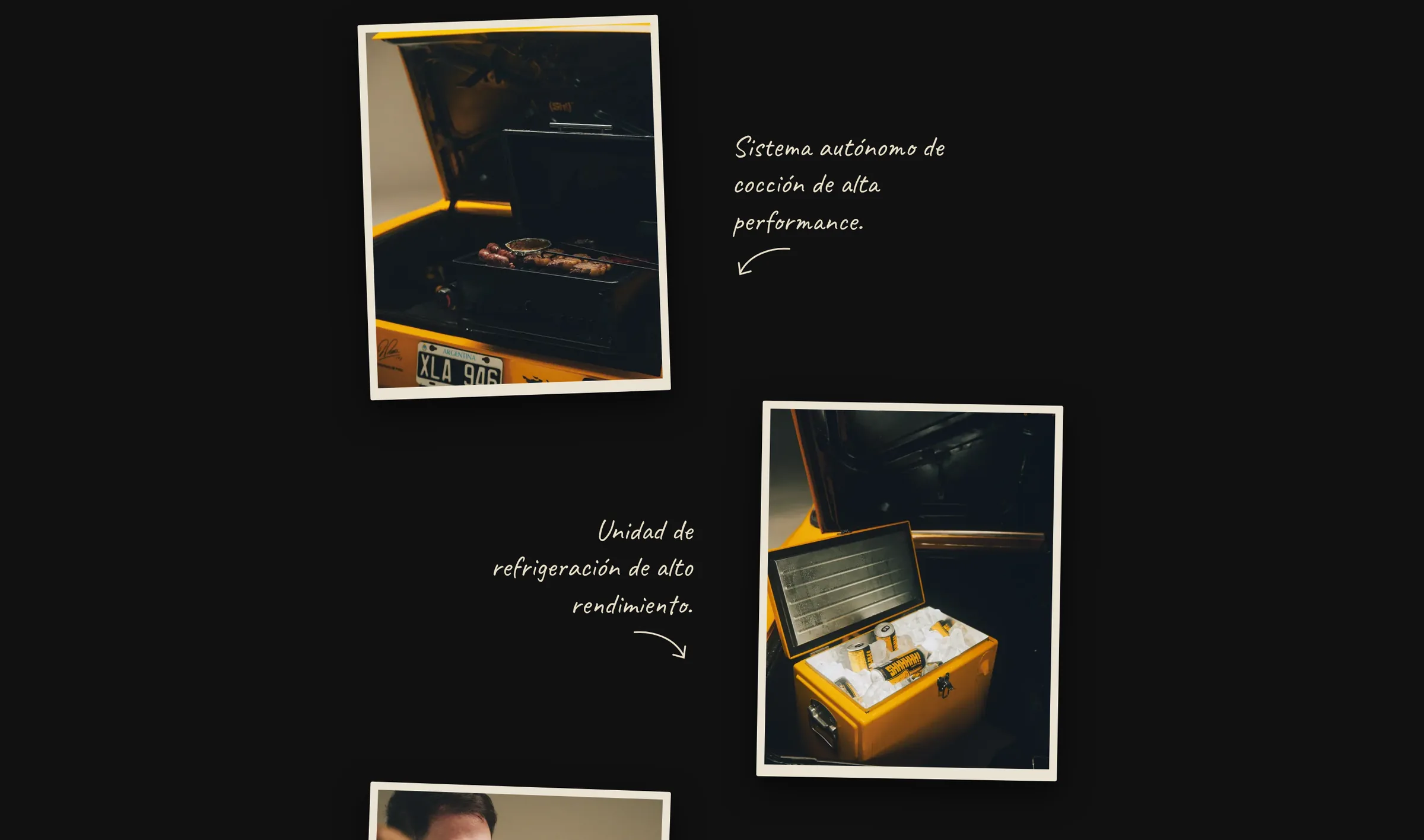 Fotos estilo polaroid de los detalles del Torino con anotaciones manuscritas