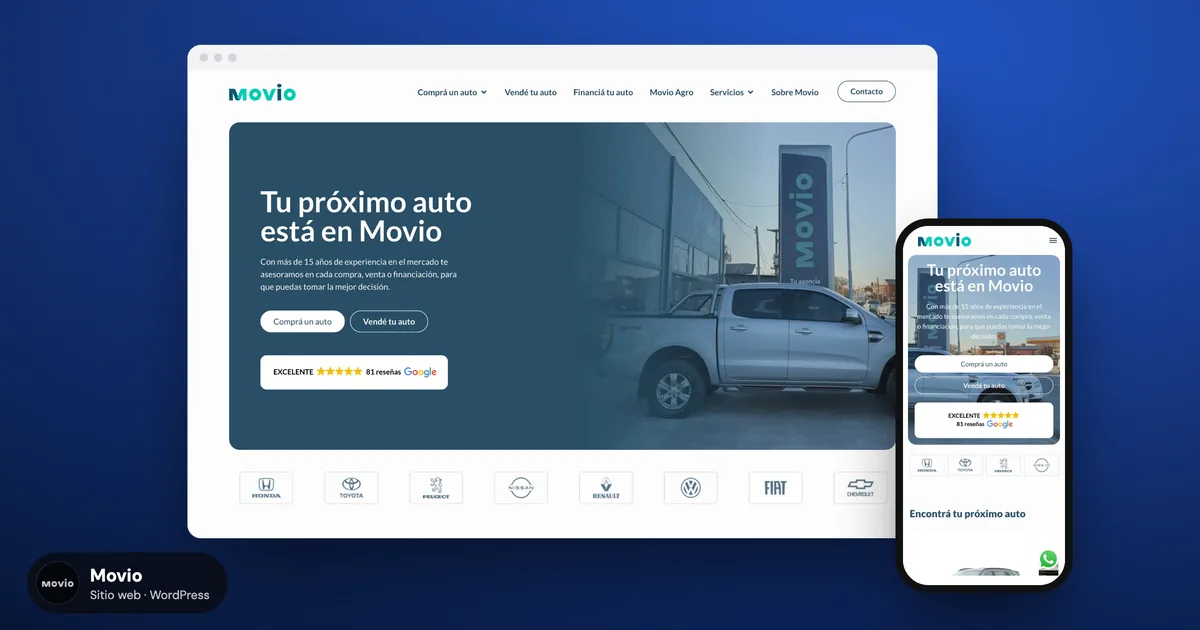 Movio: una web en WordPress para comprar y vender autos