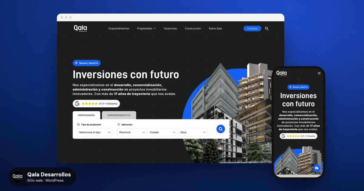 Qala Desarrollos: rediseño web inmobiliario conectado a Tokko