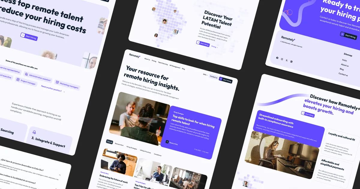 RemotelyPlus: una web en Webflow para vender talento remoto