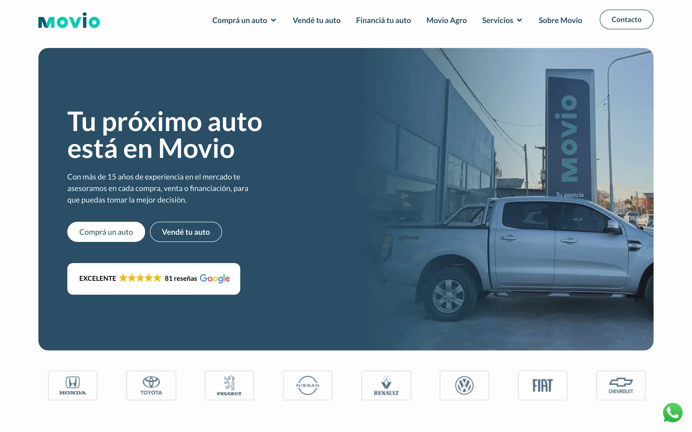 Movio: una web en WordPress para comprar y vender autos