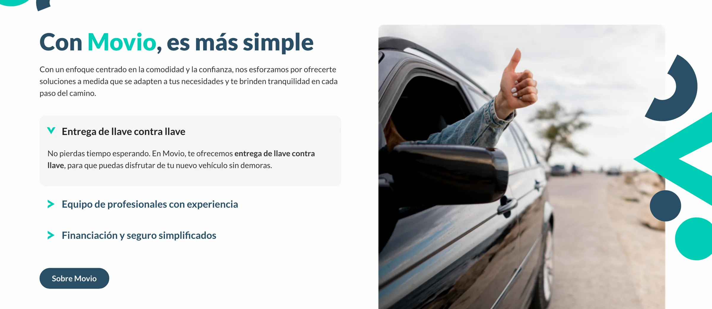 Sección Con Movio, es más simple con los diferenciales de la concesionaria