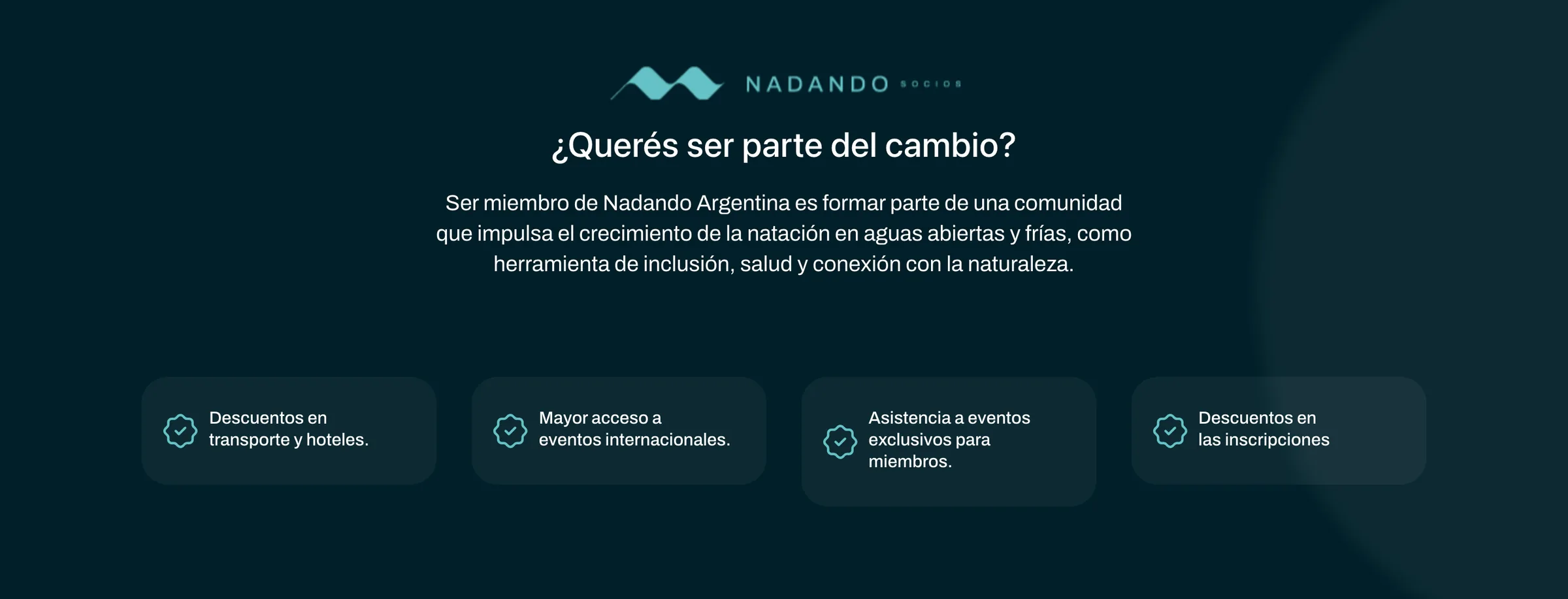 Bloque de beneficios para miembros de Nadando Argentina
