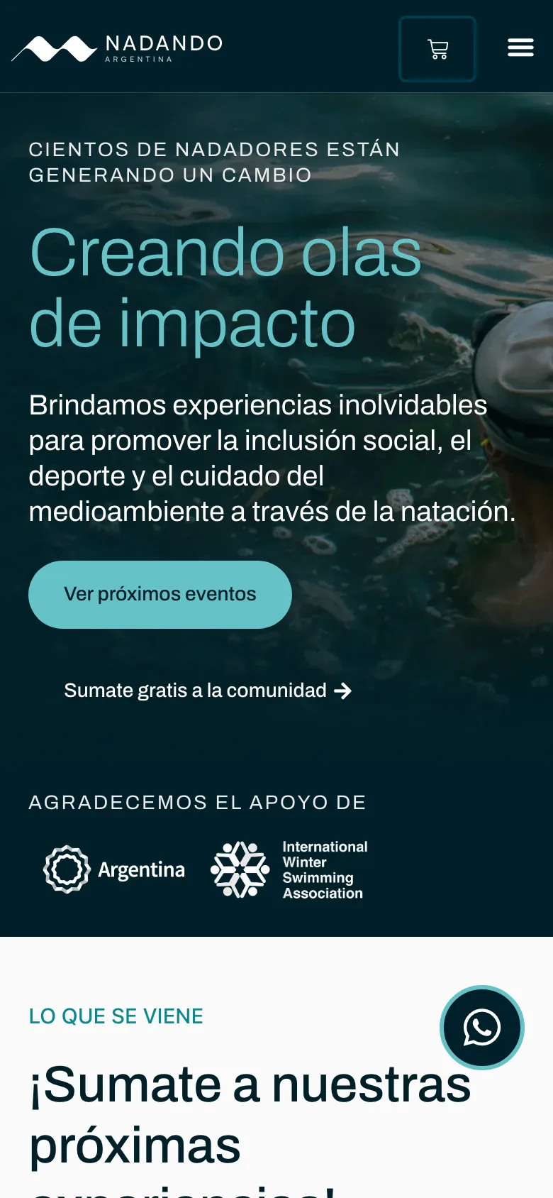 Home de Nadando Argentina en mobile