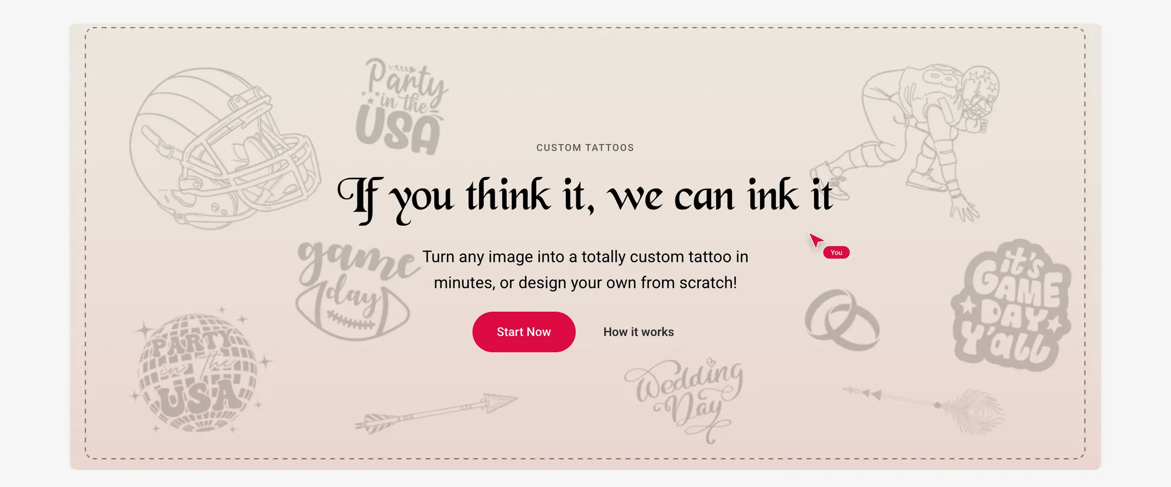 Banner de la tienda de Overnite Ink para crear tatuajes personalizados