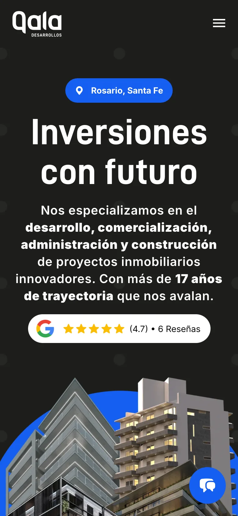 Home de Qala Desarrollos en mobile