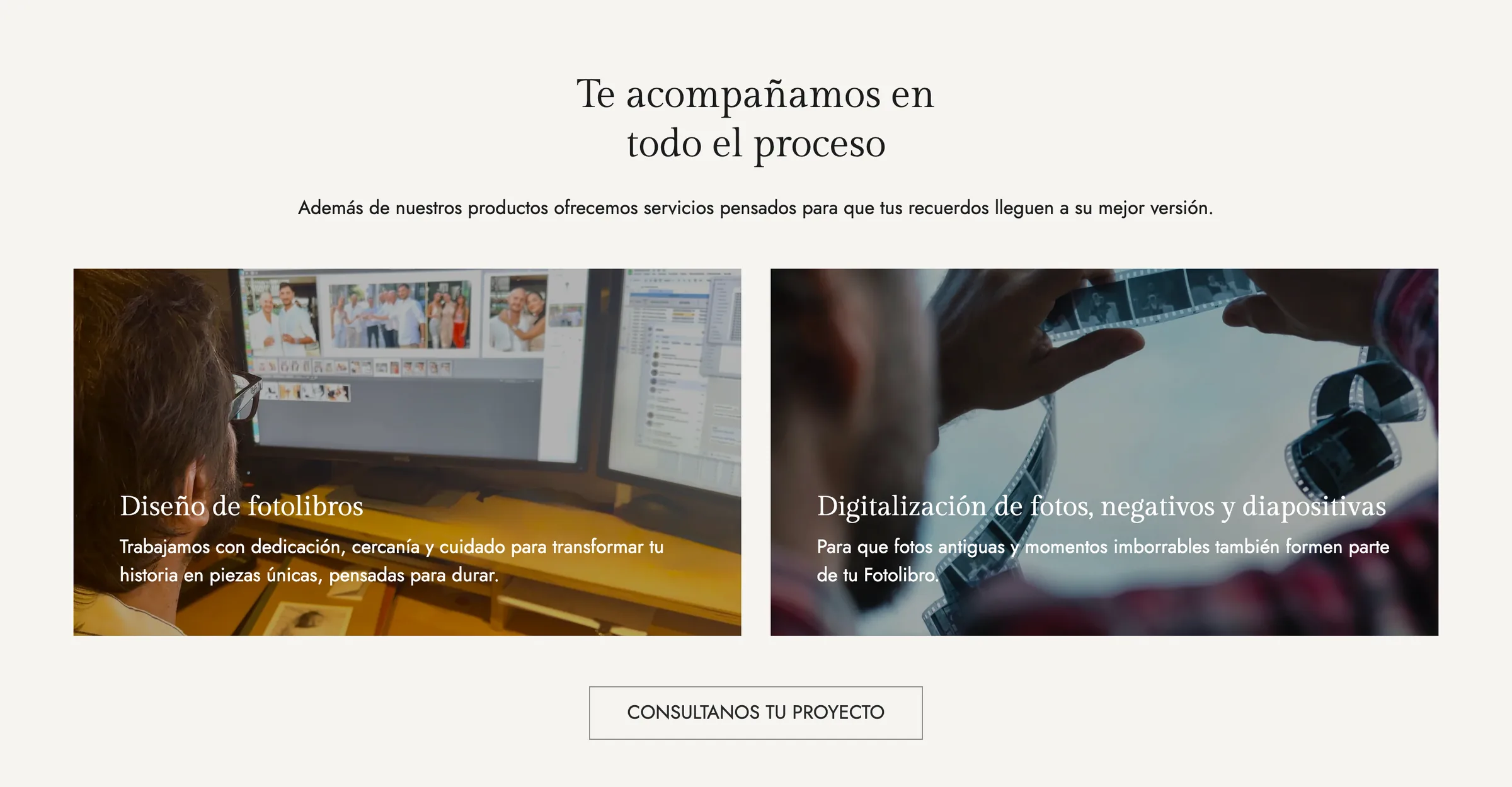 Sección de servicios de SUR: diseño de fotolibros y digitalización de fotos, negativos y diapositivas